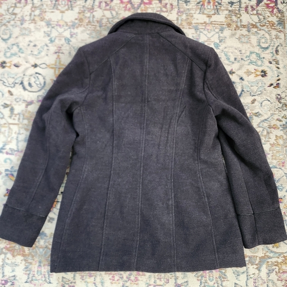 Faded Glory, Women's Grey/Black Button Up Pea Coat Wide Collard Y2K, sz MD (8/10 - Picture 4 of 15